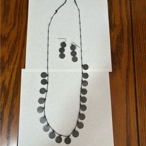 Elegant Metallic Disc Necklace and Earring Set